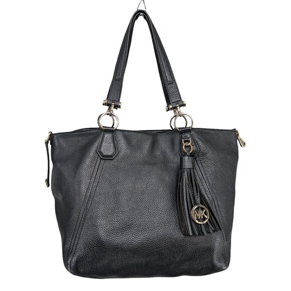 Michael Kors Frances Large Grab Leather Tote Shoulder Bag Tassel Charm 15" - Picture 1 of 13